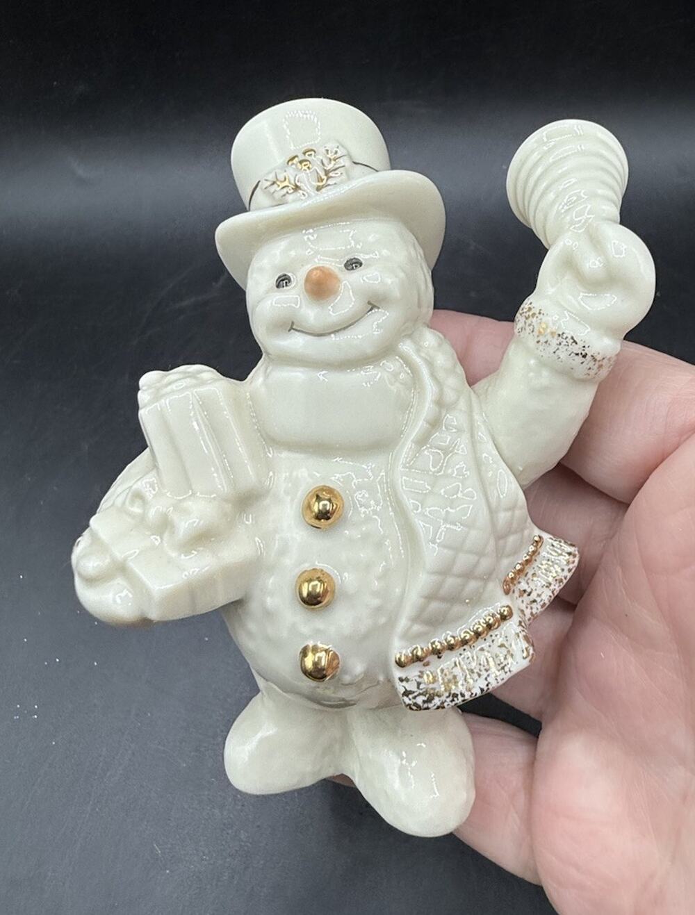 Vtg Lenox Porcelain Snowman Ringing In The Holidays Christmas EUC -LO29